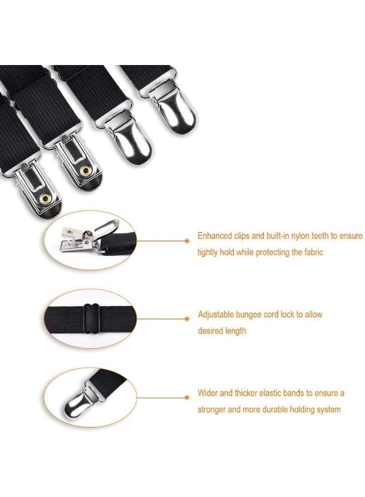 CLENEA Elastic Bed Sheet Clips Keep Bedsheets in Place, Corner Bands Suspenders for Flat Or Fitted Sheets - Mattress Sheets Grippers Holders Straps Fits from Twin- Garters Fasteners Clamps 4 Pcs - Image 3